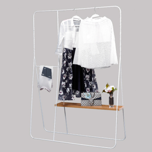  Деревянный белый бутик-мебель стеллаж для выставки товаров одежды 